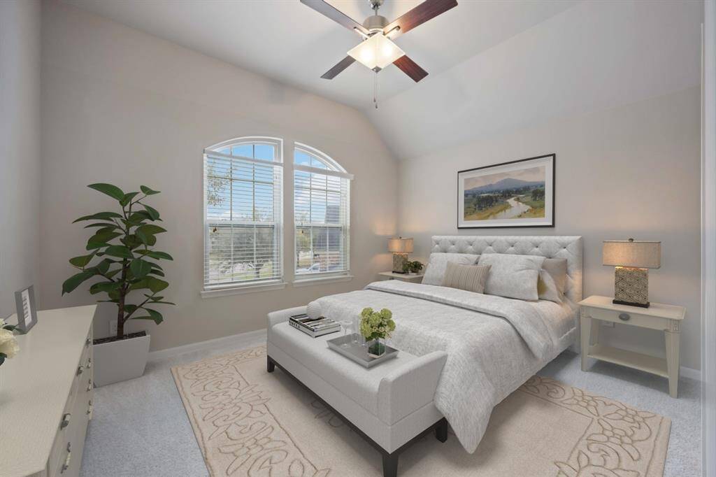 Virtually staged upstairs bedroom