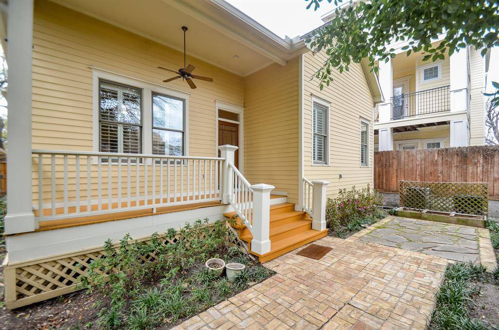 Backyard porch and patio off the den.