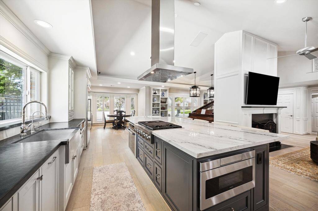 The Kitchen looking out into the bright, open spaces.