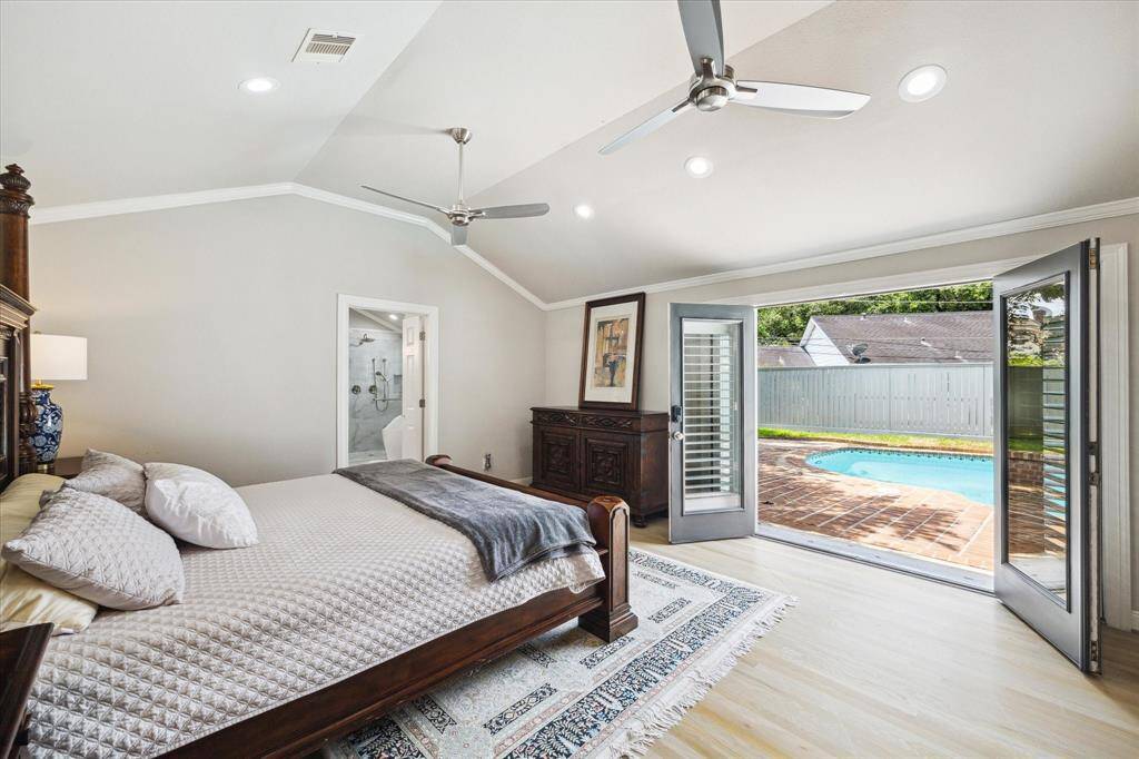 A set of French doors are a private gateway to your Pool.