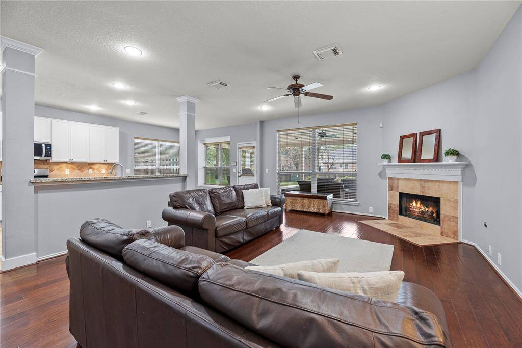 Open concept kitchen to living area.
