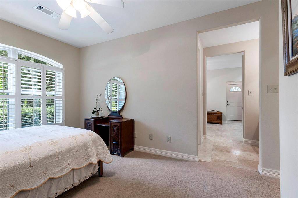 This suite has a full bath attached.
