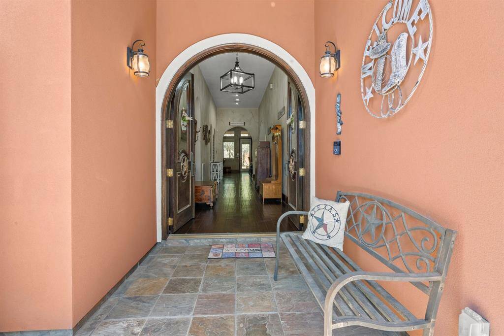 Large covered entry porch.