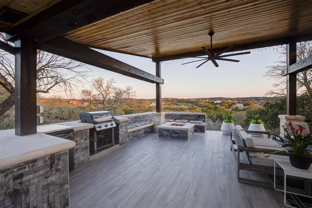 Back Patio with Built-In Fire Pit and Seating Area. Spectacular Views!