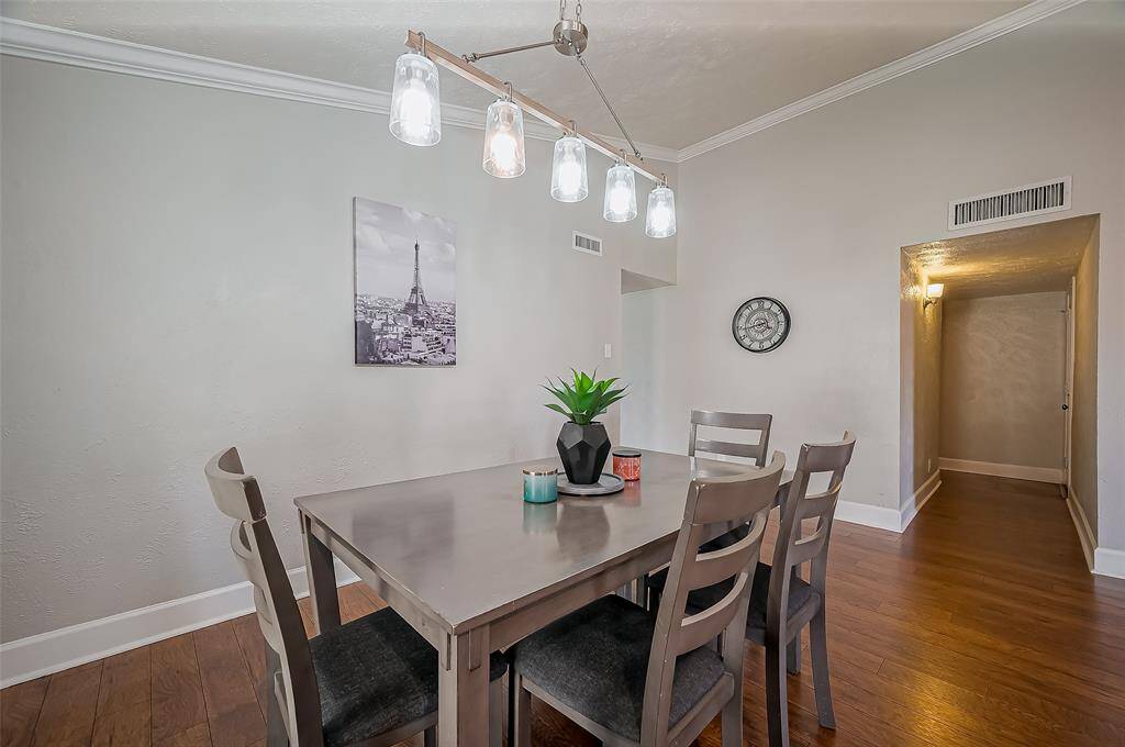 Formal dining room with updated light fixture