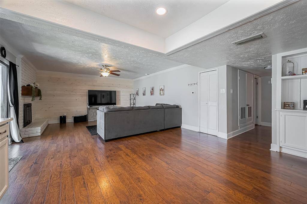 View from kitchen into the family room