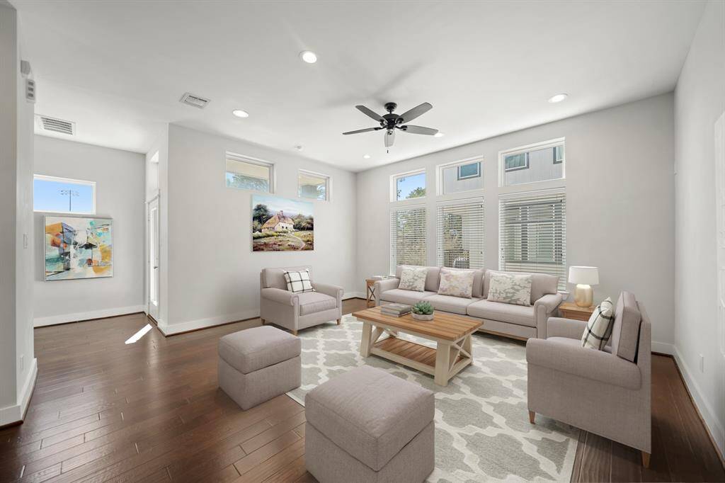 This open floor plan with neutral paint color selections lends itself to a variety of furniture placement & decorating theme options. This photo has been virtually staged.