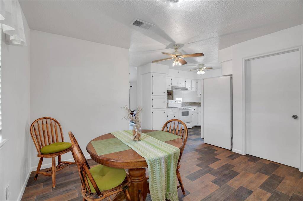 Great view into the kitchen from the dining room