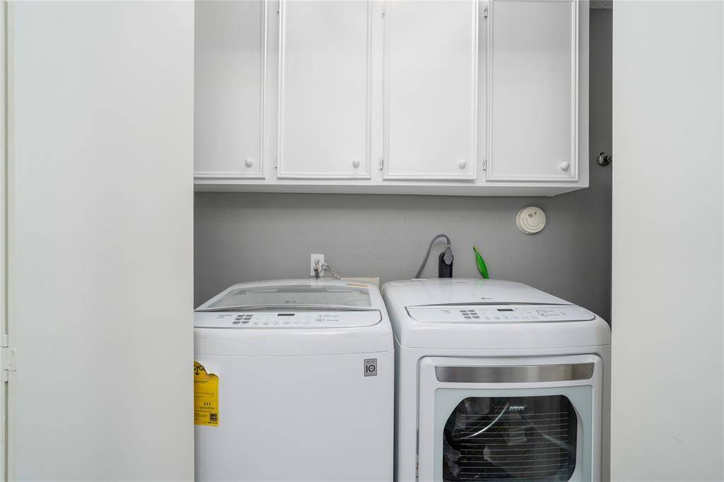 Washer and dryer located upstairs.
