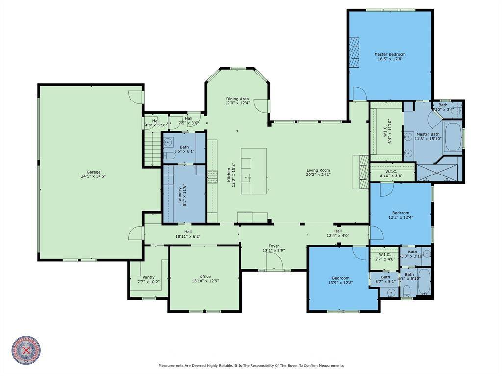 Downstairs Floorplan for demonstration purposes only.  Buyer to verify all measurements.