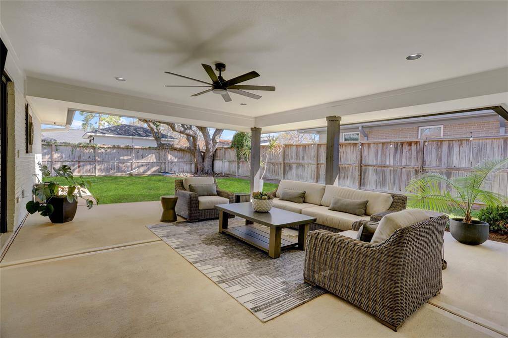 The huge covered patio offers reprieve from the hot summer days or a great space to grill and watch the big game.