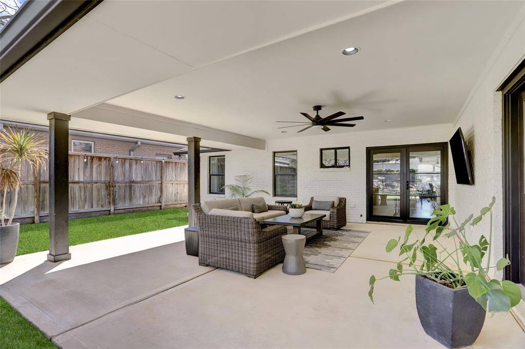 Another view of the covered patio from the backyard.