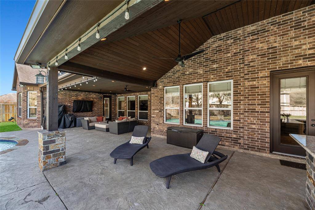 The extended covered patio is an easy place to sit back and watch the sunset or just get some you time in the fresh air.