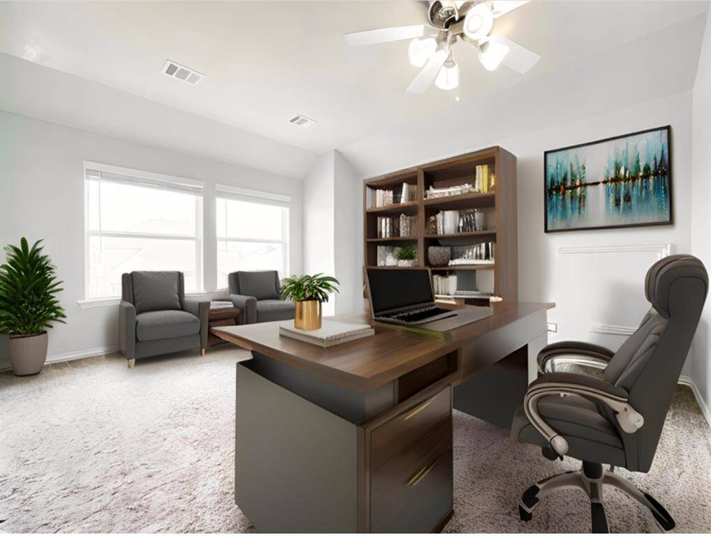 Home office/ den that was originally a family room that was converted -Virtually staged.