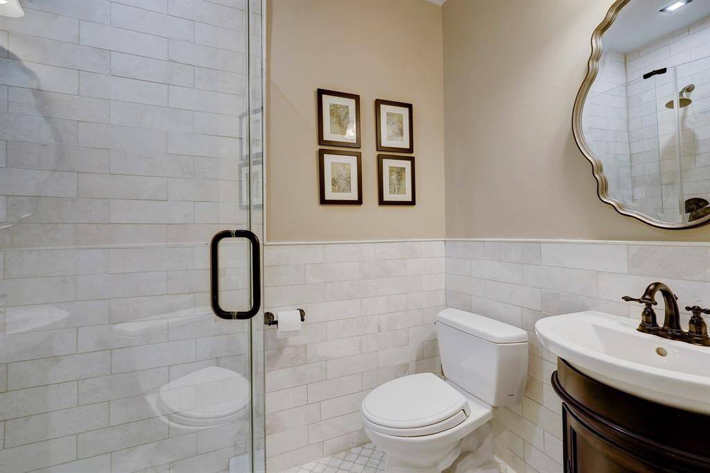Full bathroom with shower downstairs
