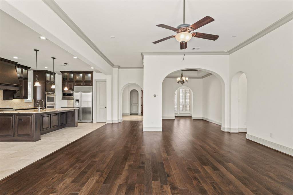 Formal dining/flex area open to the family room and kitchen