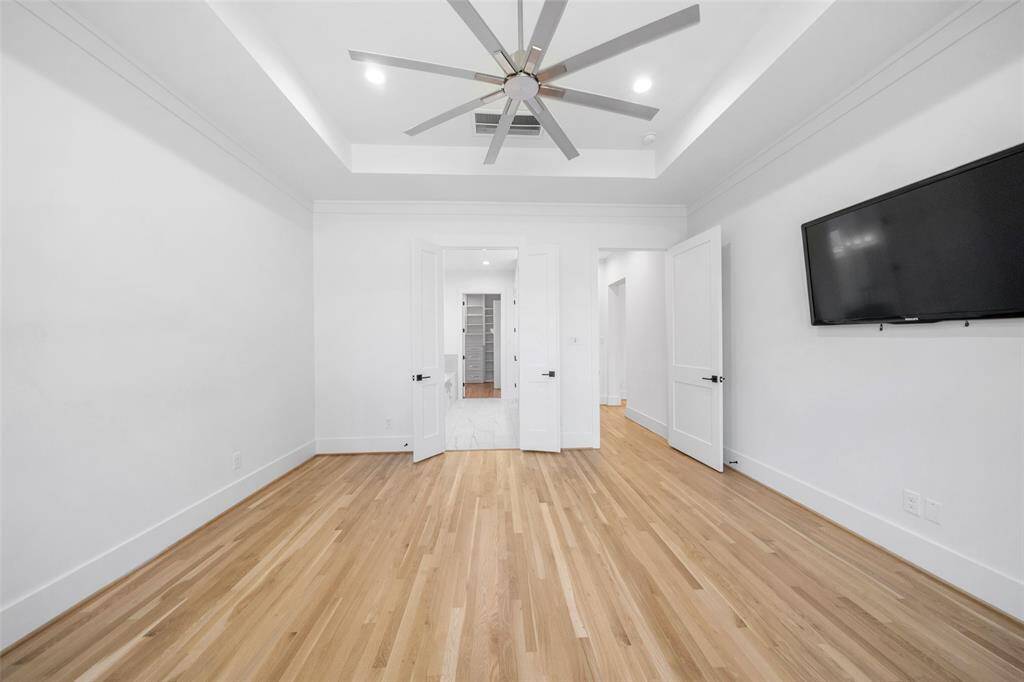 Downstairs primary suite is a great size and tucked away off of the living area.