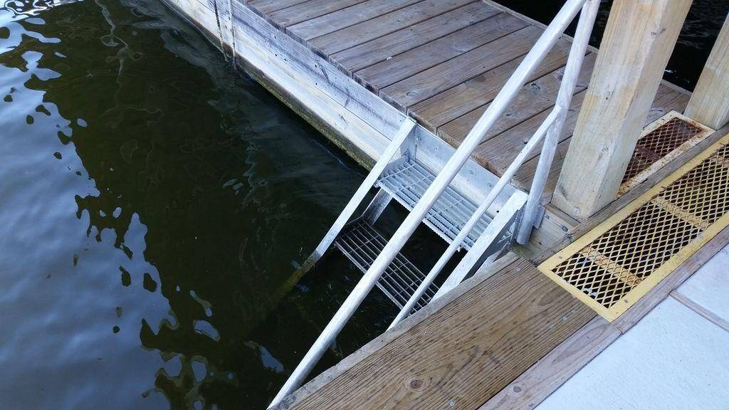 Sturdy stairwell where you can walk into the lake
