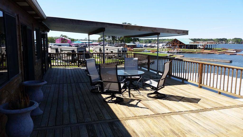 There s a lot of room on the second floor patio that is literally over the water