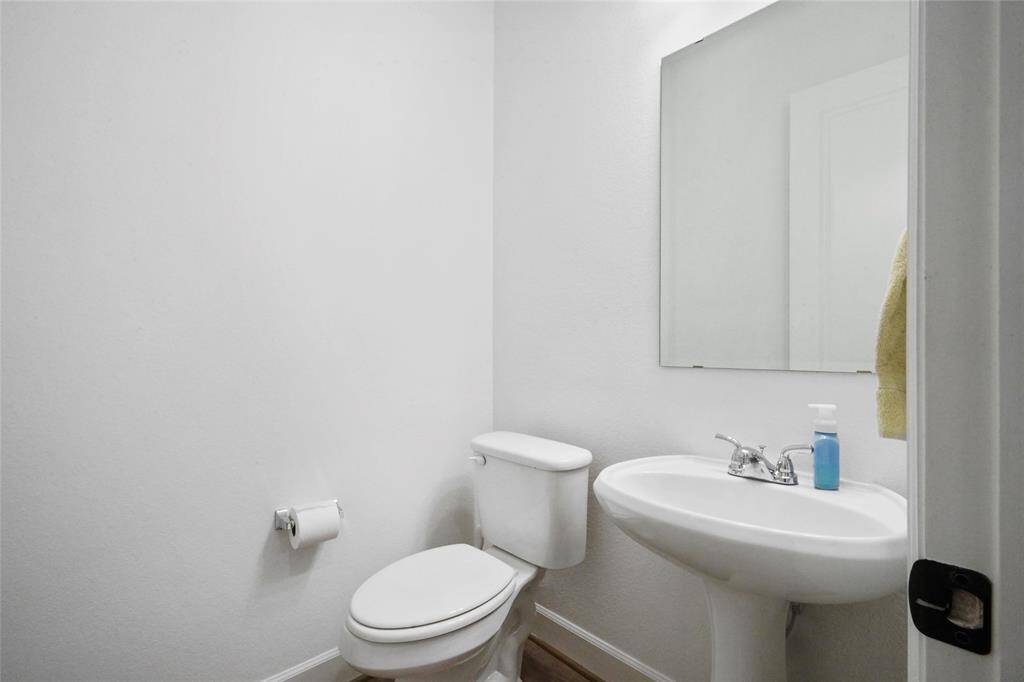 There is also a half bath for guests to use.