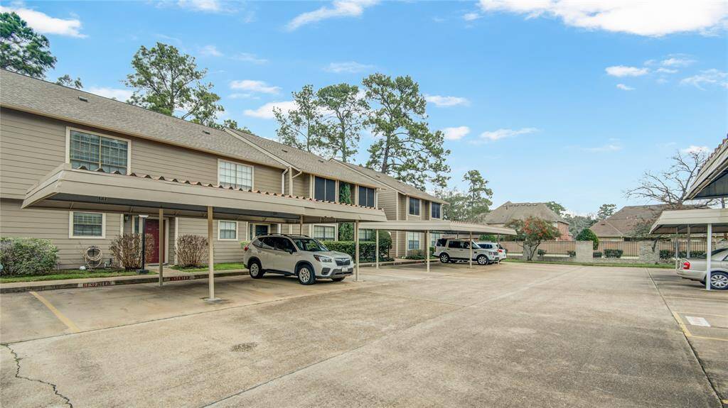 A view of the convenient covered parking, located right outside the home’s entry for easy access.