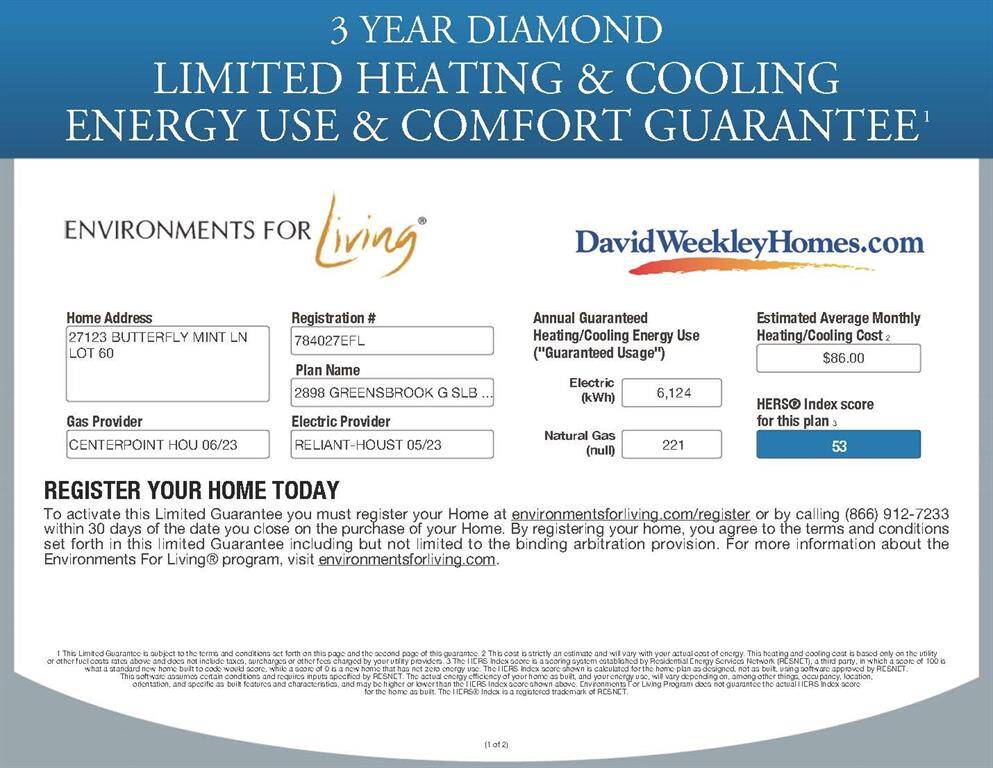 As a Diamond level Environments for Living builder, we offer a comfort guarantee and heating/cooling usage. Ask for the guarantee on this home!!