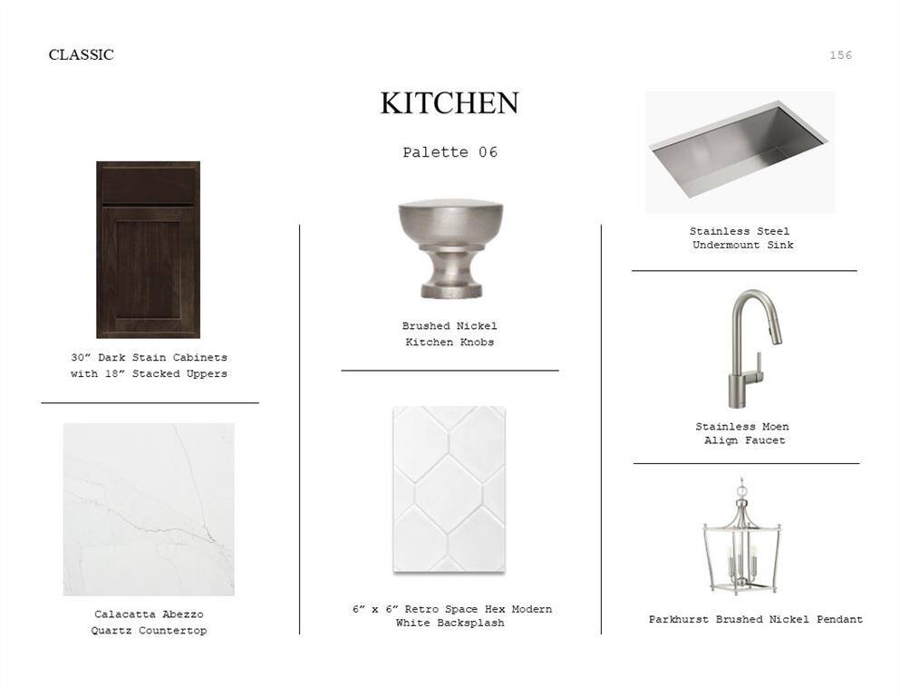 Classic Look Palette 6: Kitchen Selection Sheet (*Artist rendering used for illustration purposes only.)