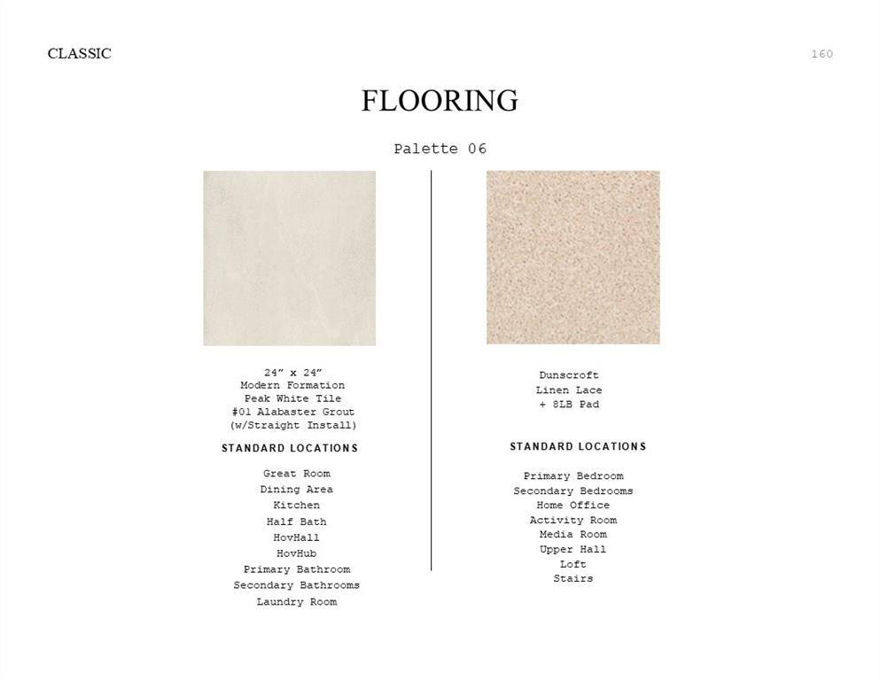 Classic Look Palette 6: Flooring Selection Sheet (*Artist rendering used for illustration purposes only.)