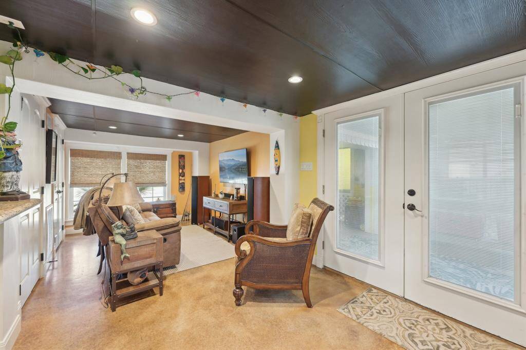 French doors and open layout