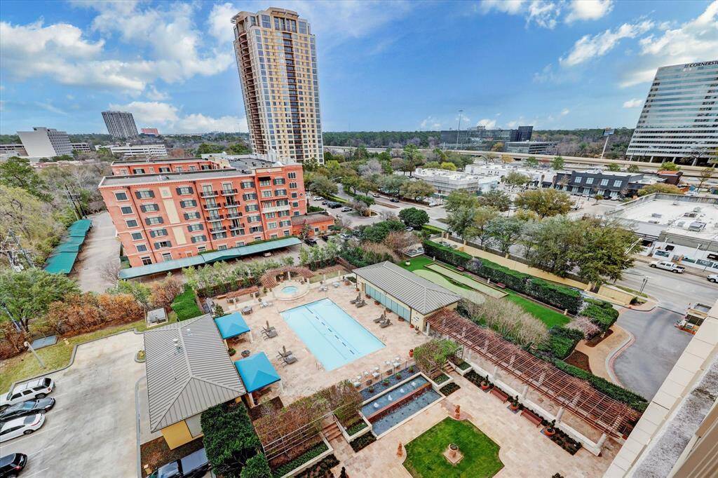 An arial view of the Montebello's grounds and the popular boutiques and restaurants across the street.
