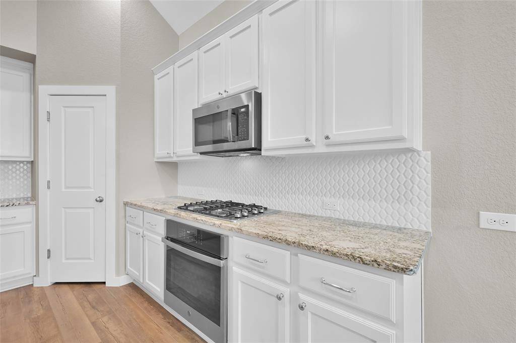Stainless steel appliances for a sleek look.