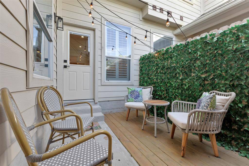 Private outdoor patio is a great space for morning coffee