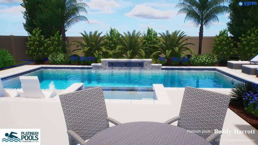 The pool renderings show the endless possibilities for this oversized backyard. Platinum Pools has truly designed backyard oasis!