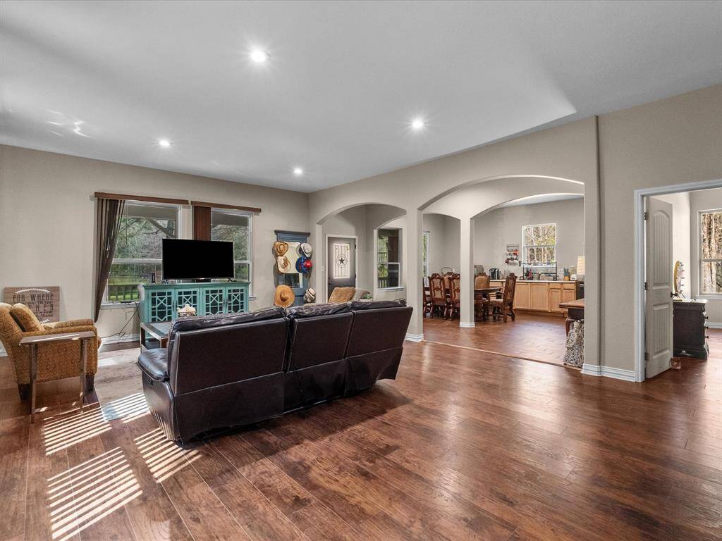 Beautiful flooring and arched doorways!