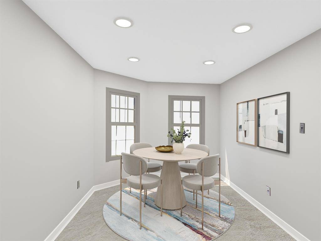 virtually remodeled and staged dining area