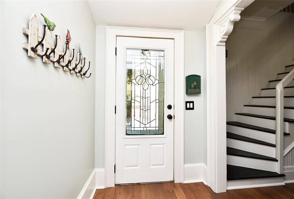 The front door to the Guest House. The corbols add so much charm to this very modern old home.