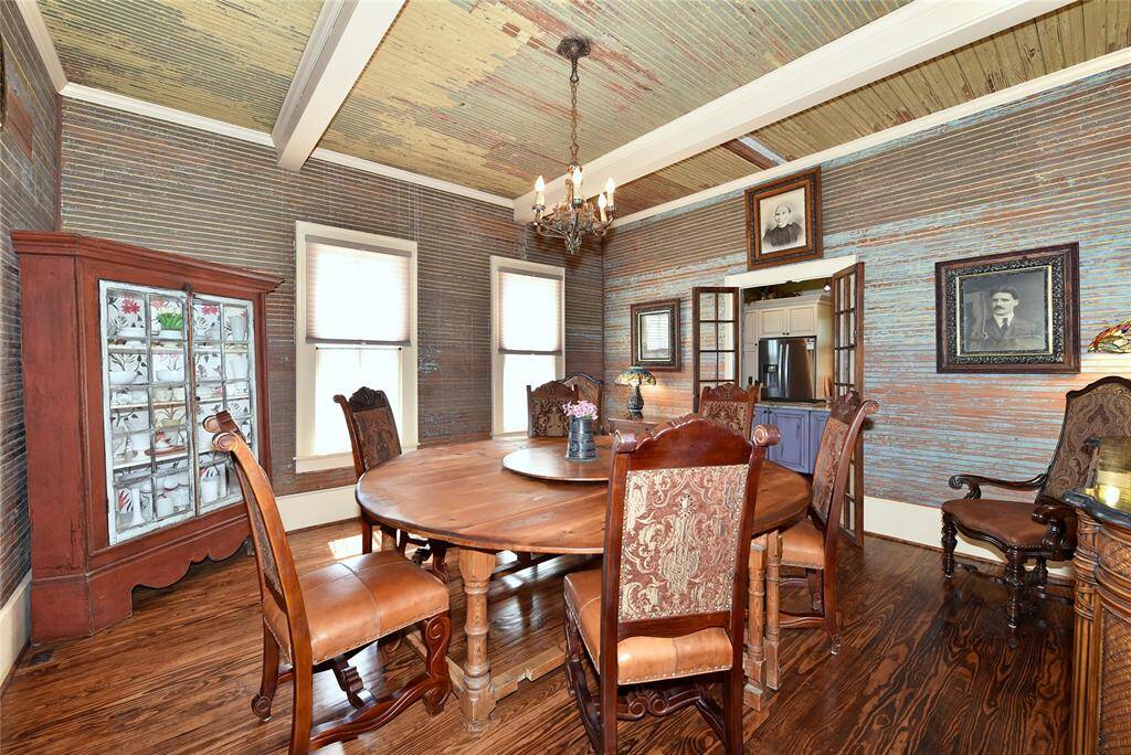 The formal dining also has shiplap walls and ceilings. The table is massive and of course is included.
