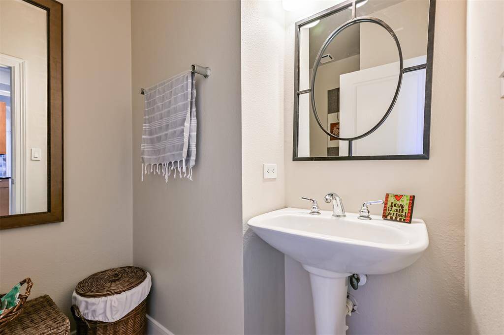 This floor plan features a Powder Room which some of the one-bedroom units do not have. When having guests, they will not have to use the Primary Bathroom