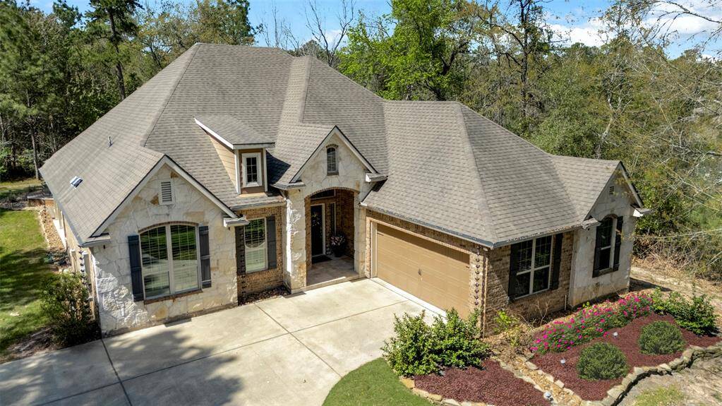 One story home with private wooded lot.