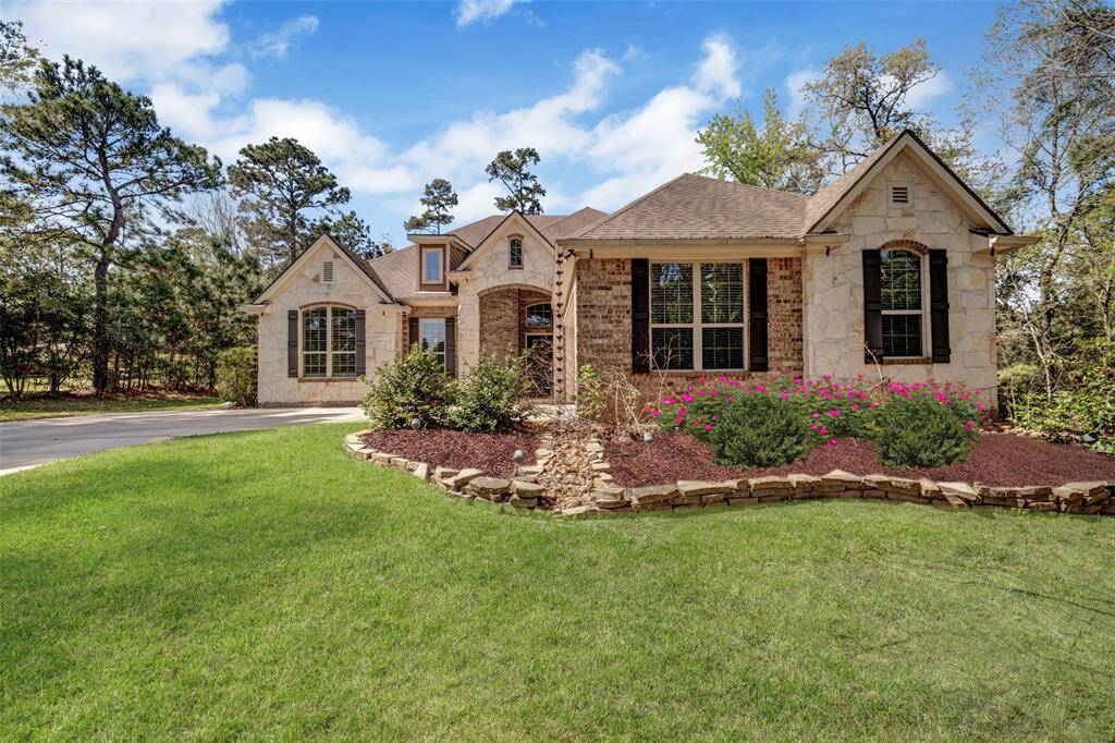 One story home with private wooded lot.