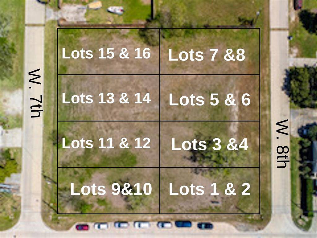 Thia is a rough outline of where the lots are. Each 2 lots total 5000 sq feet 50 foot in front and back 100 foot on sides.