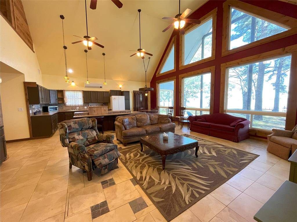 Vaulted Living Room with Main Lake Views