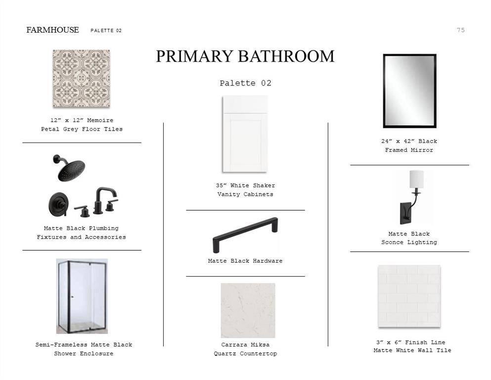 Farmhouse Look Palette 2: Kitchen Selection Sheet (*Artist rendering used for illustration purposes only.)