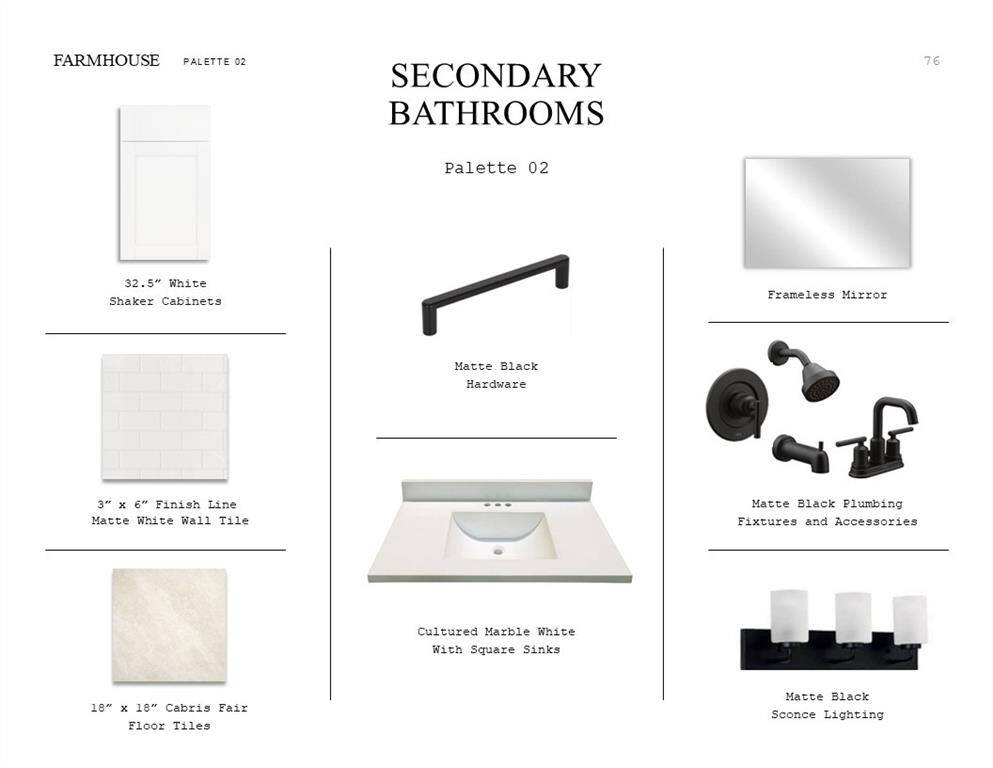 Farmhouse Look Palette 2 Primary Bathroom (*Artist rendering used for illustration purposes only.)