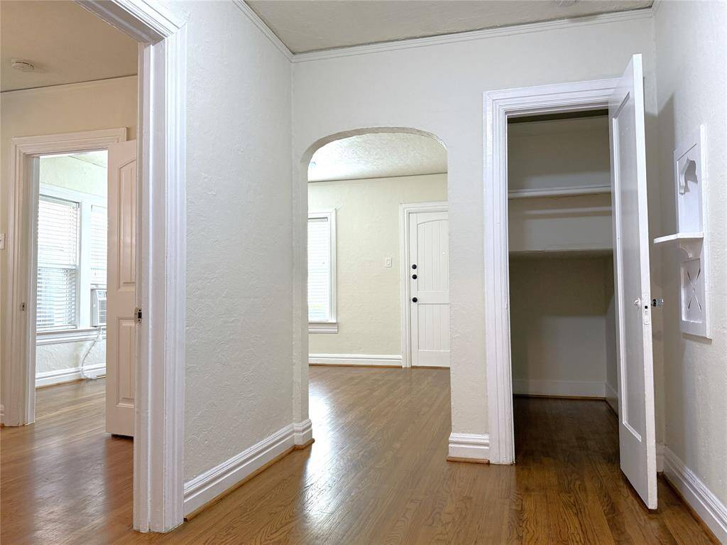 The dining room also offers a deep closet. Notice the built-in phone caddy.