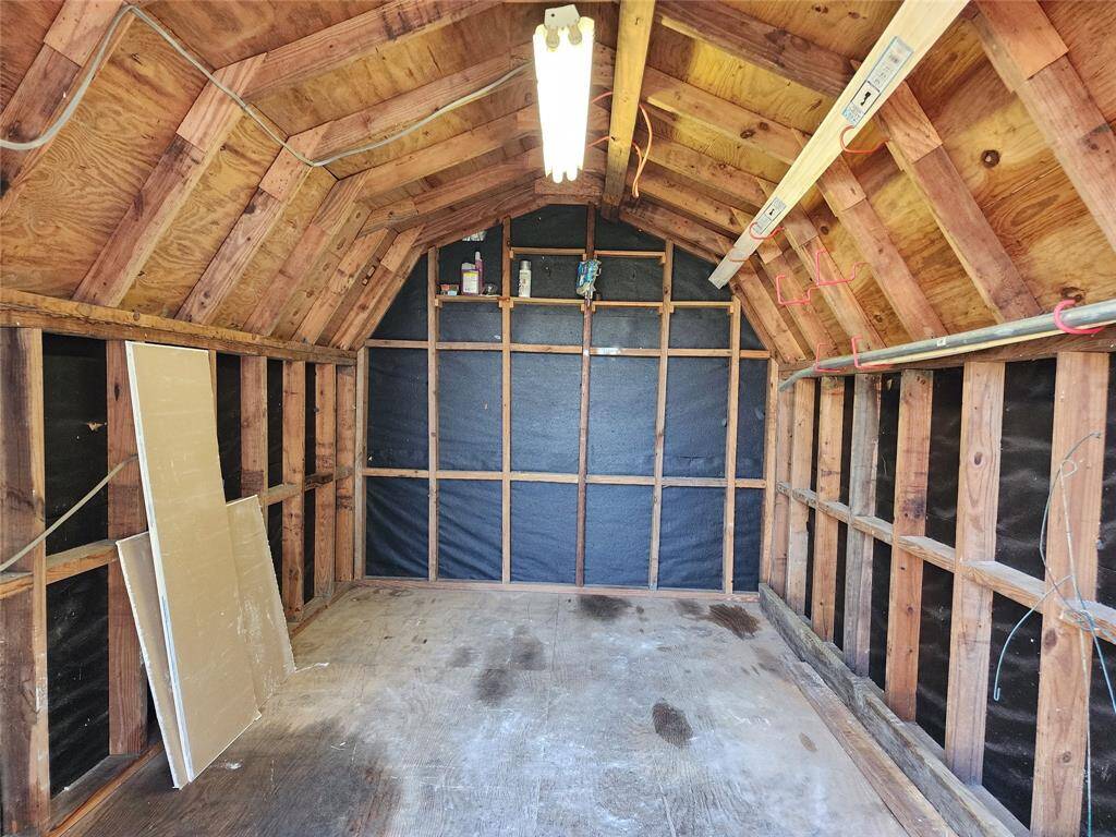 Outdoor storage shed with light.