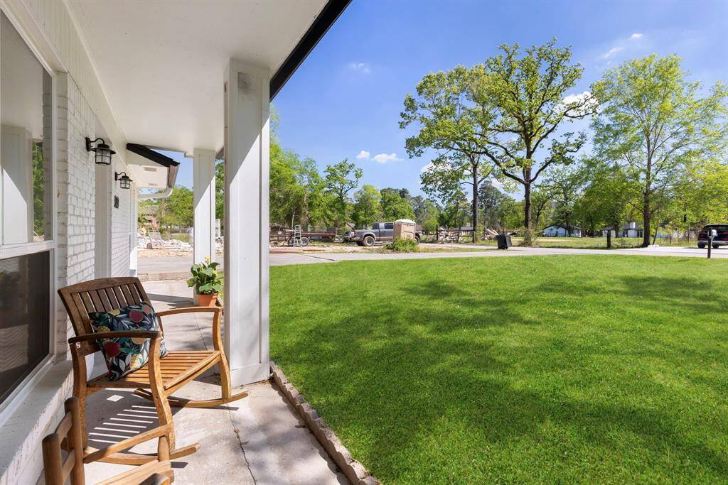 Covered porch on front patio.