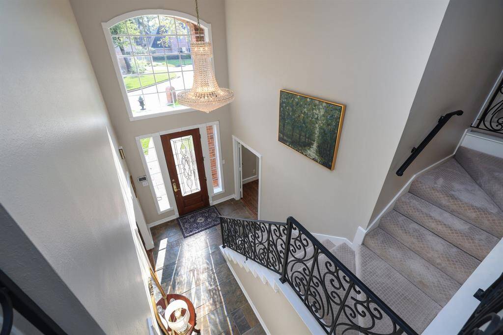 This is a view of the living room from the second floor cat walk.
