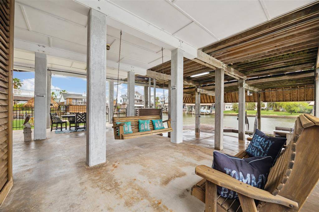 large space for dining right off the dock or just enjoying the covered patio area