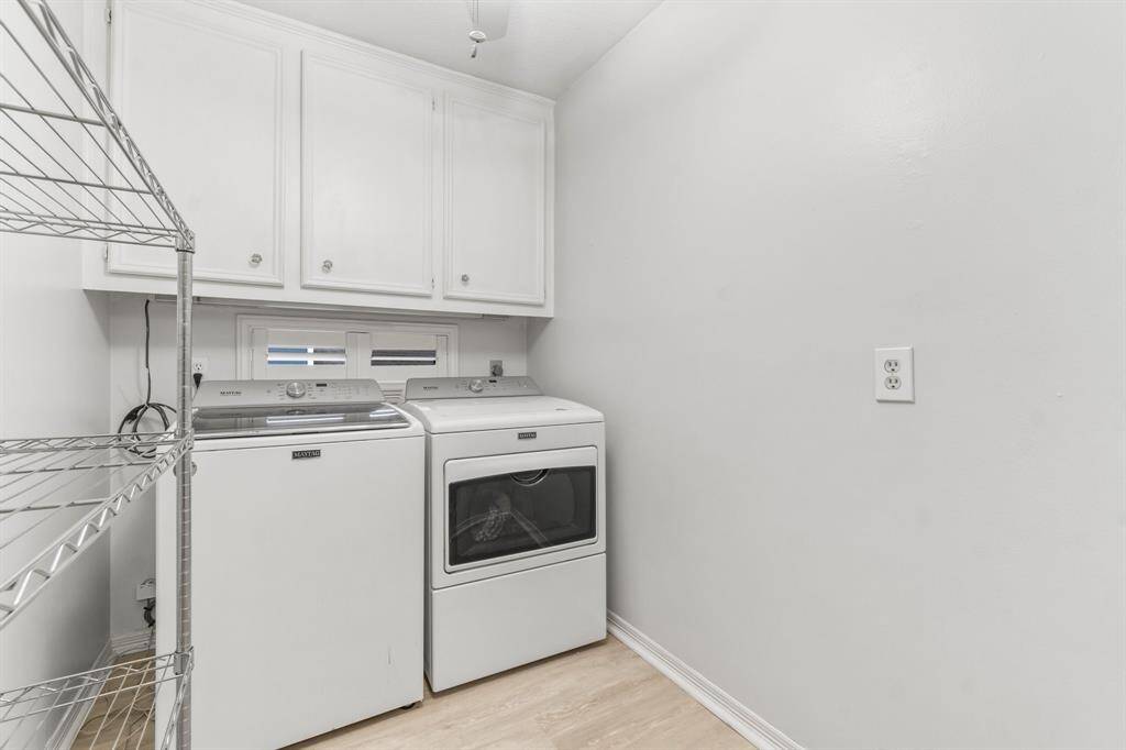 Upstairs you will find the laundry or third bedroom.